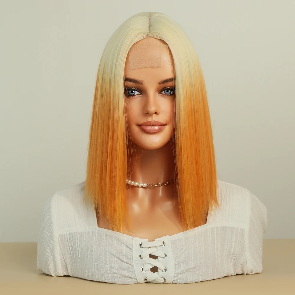 Perruque Blonde et Orange Courte - 3