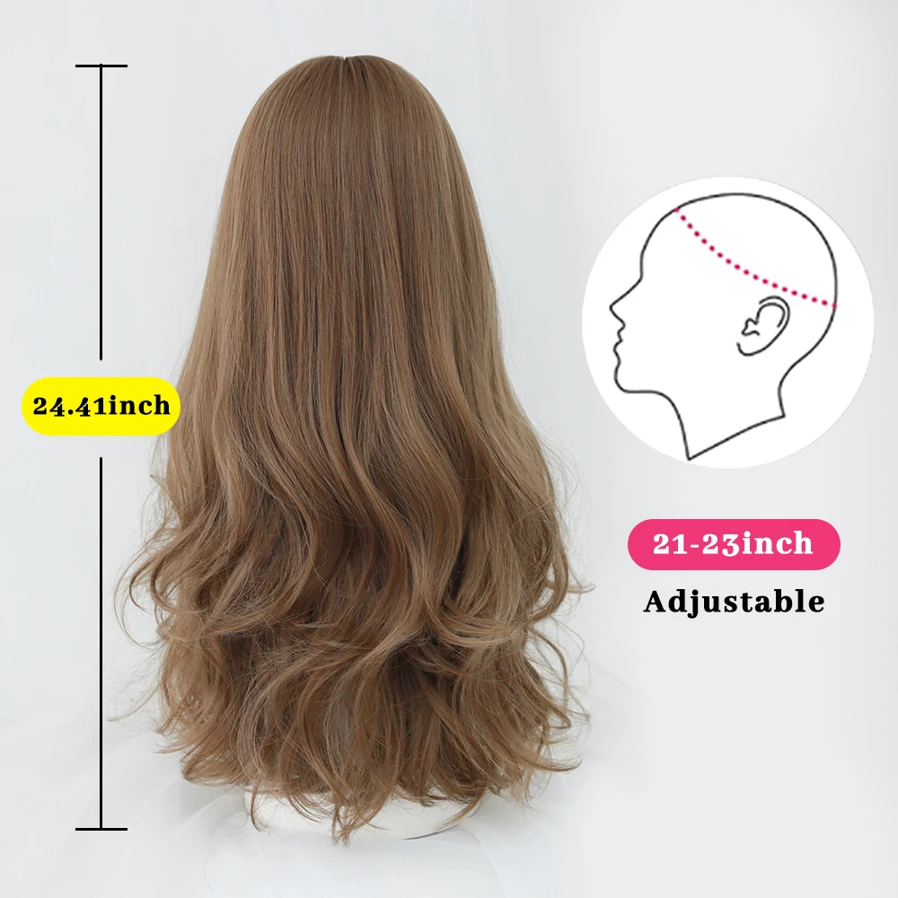 Perruque Longue Bouclée Brun Noir Rose pour Femme - 2