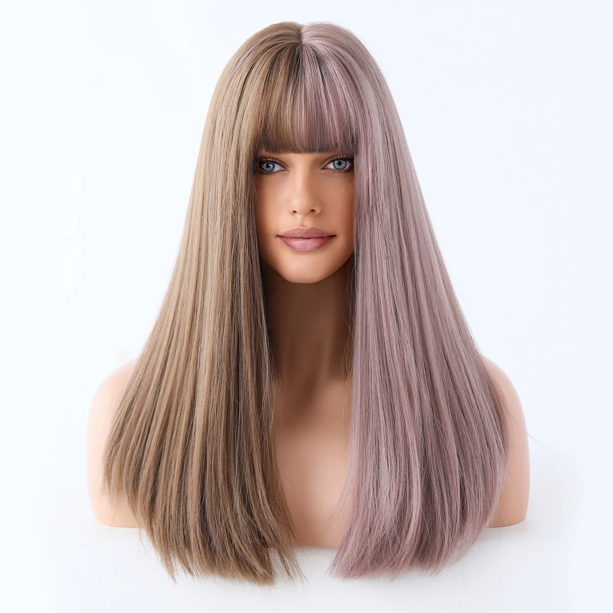 Perruque Blonde Longue Ondulée avec Frange pour Femme - 10