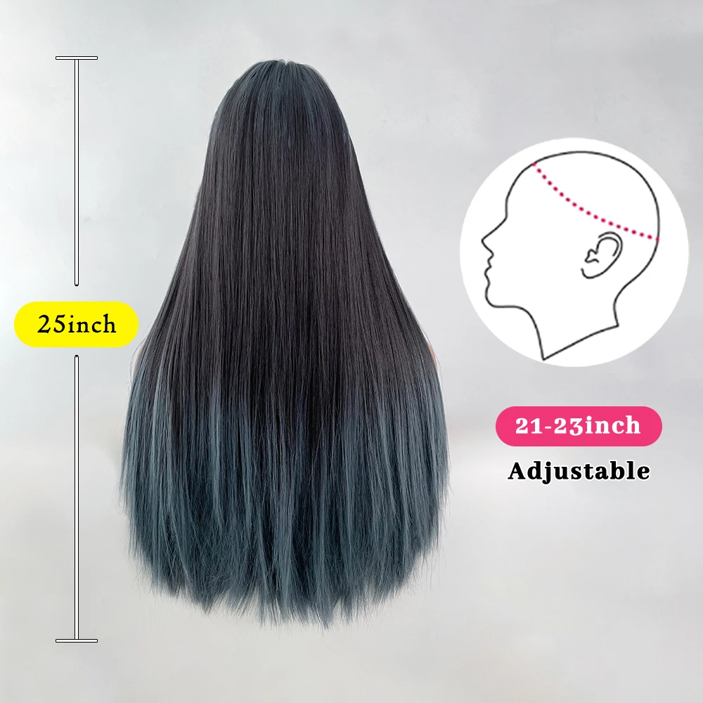 Perruque Longue Droite Bleue pour Femme - 1