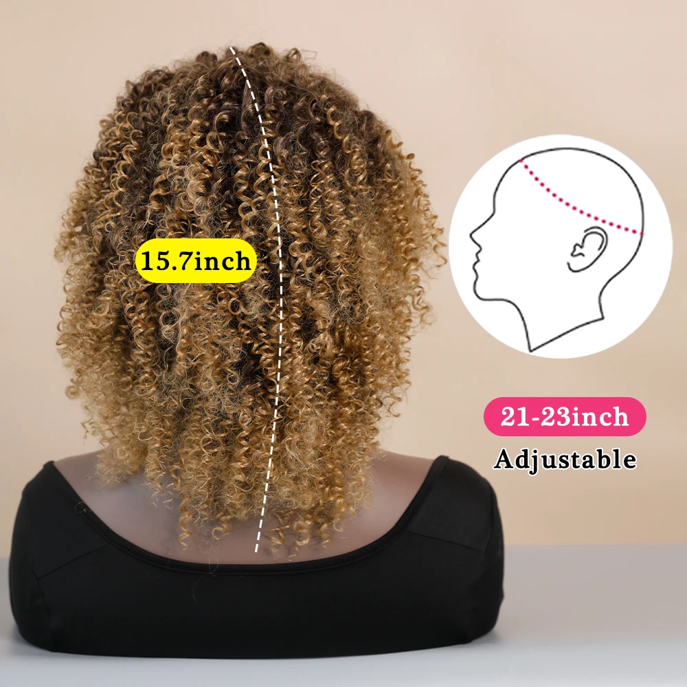 Perruque Courte Bouclée Blonde Miel pour Femmes Noires - 2