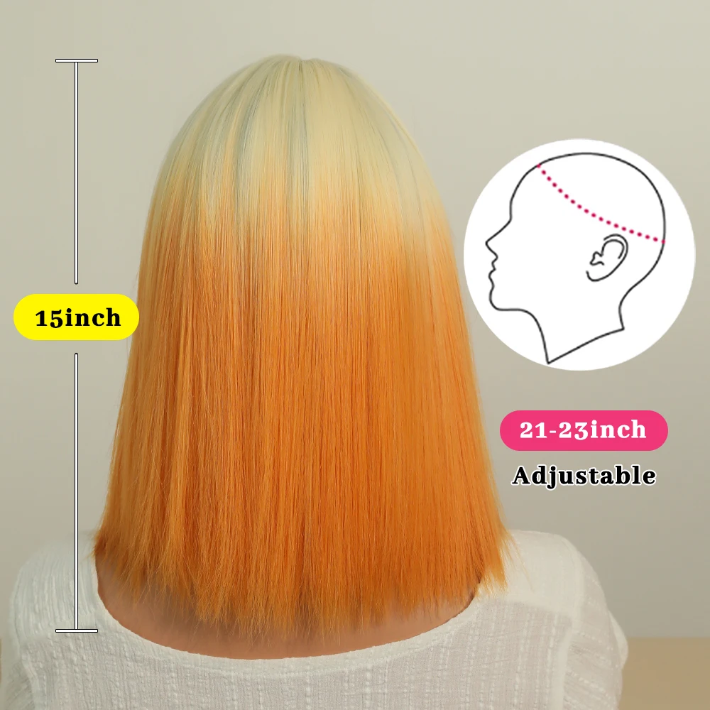 Perruque Blonde et Orange Courte - 4