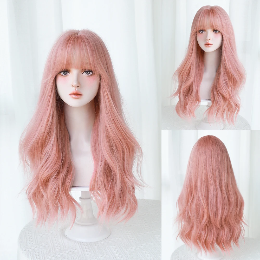 Perruque Longue Ondulée Rose et Blanche - 16