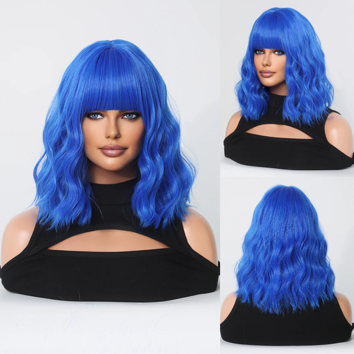 Perruque Longue Droite Bleue pour Femme - 17