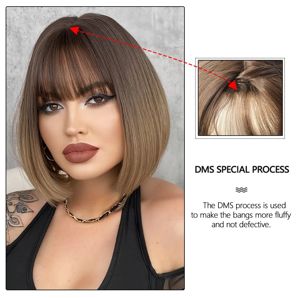 Perruque Bob Courte Ombre Marron et Blonde - 5