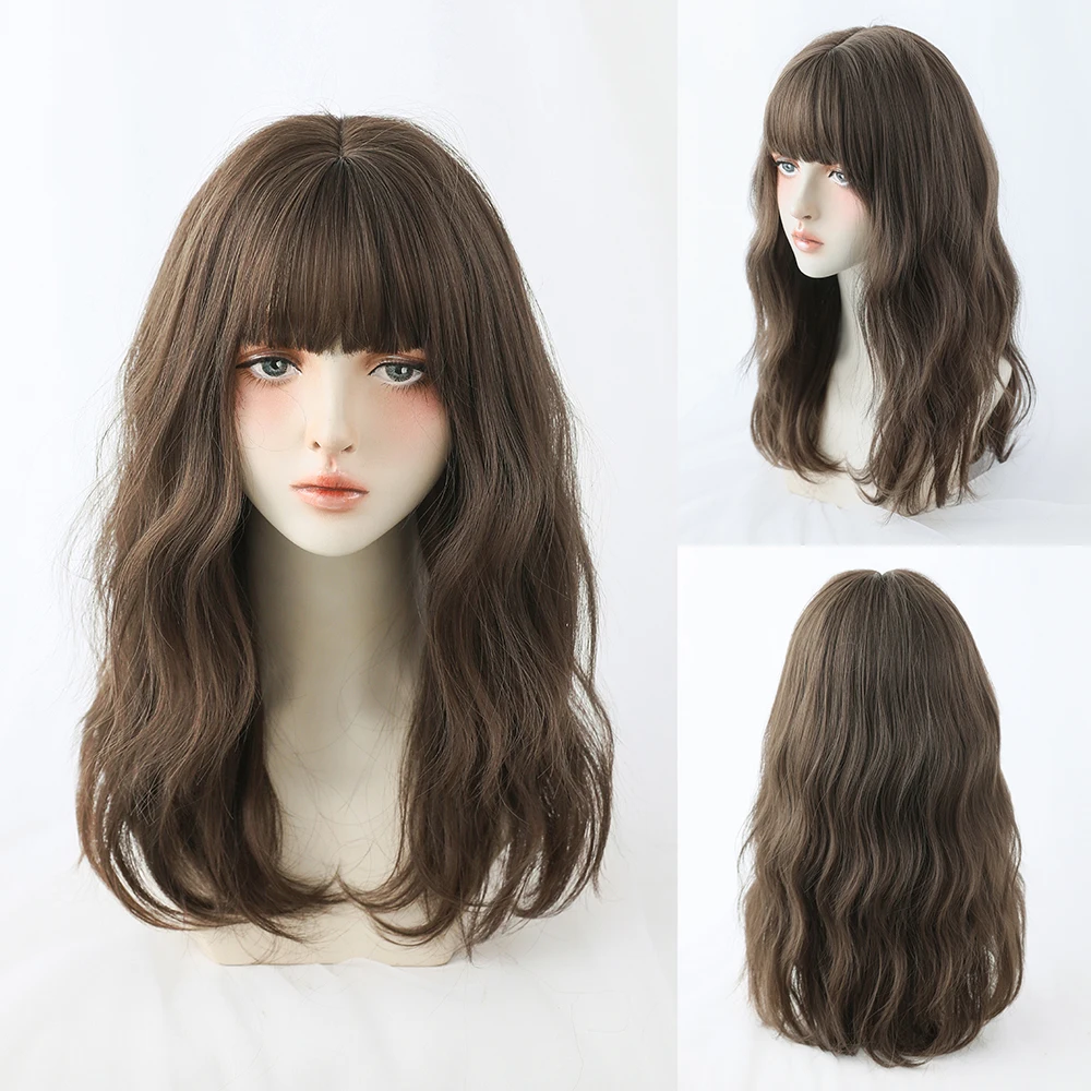 Perruque Longue Bouclée Brun Noir Rose pour Femme - 13