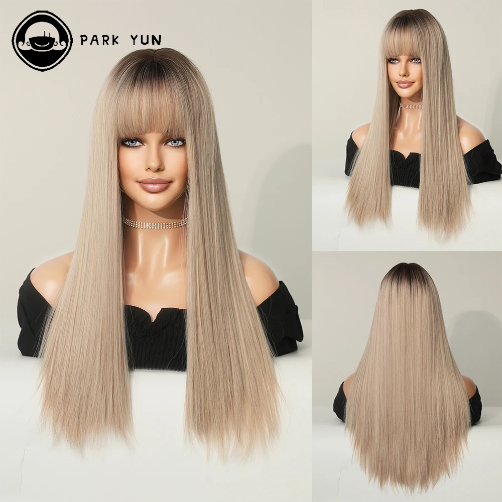 Perruque Longue Droite Blonde Champagne pour Femme
