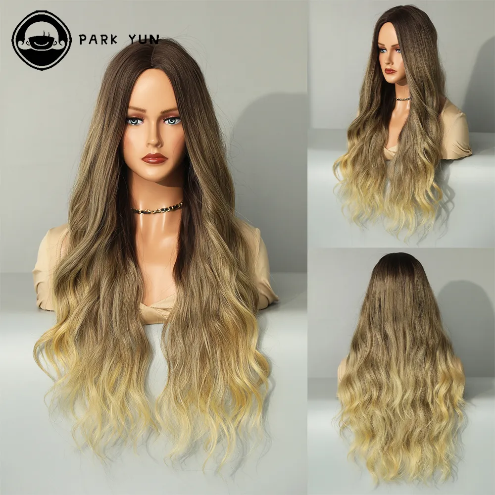Perruque Longue Bouclée Vert Marron pour Femme