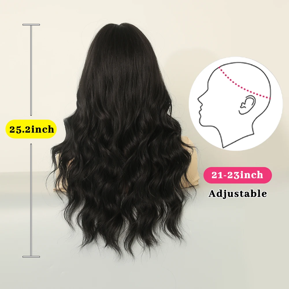 Perruque Noire Naturelle Longue Ondulée pour Femme - 3
