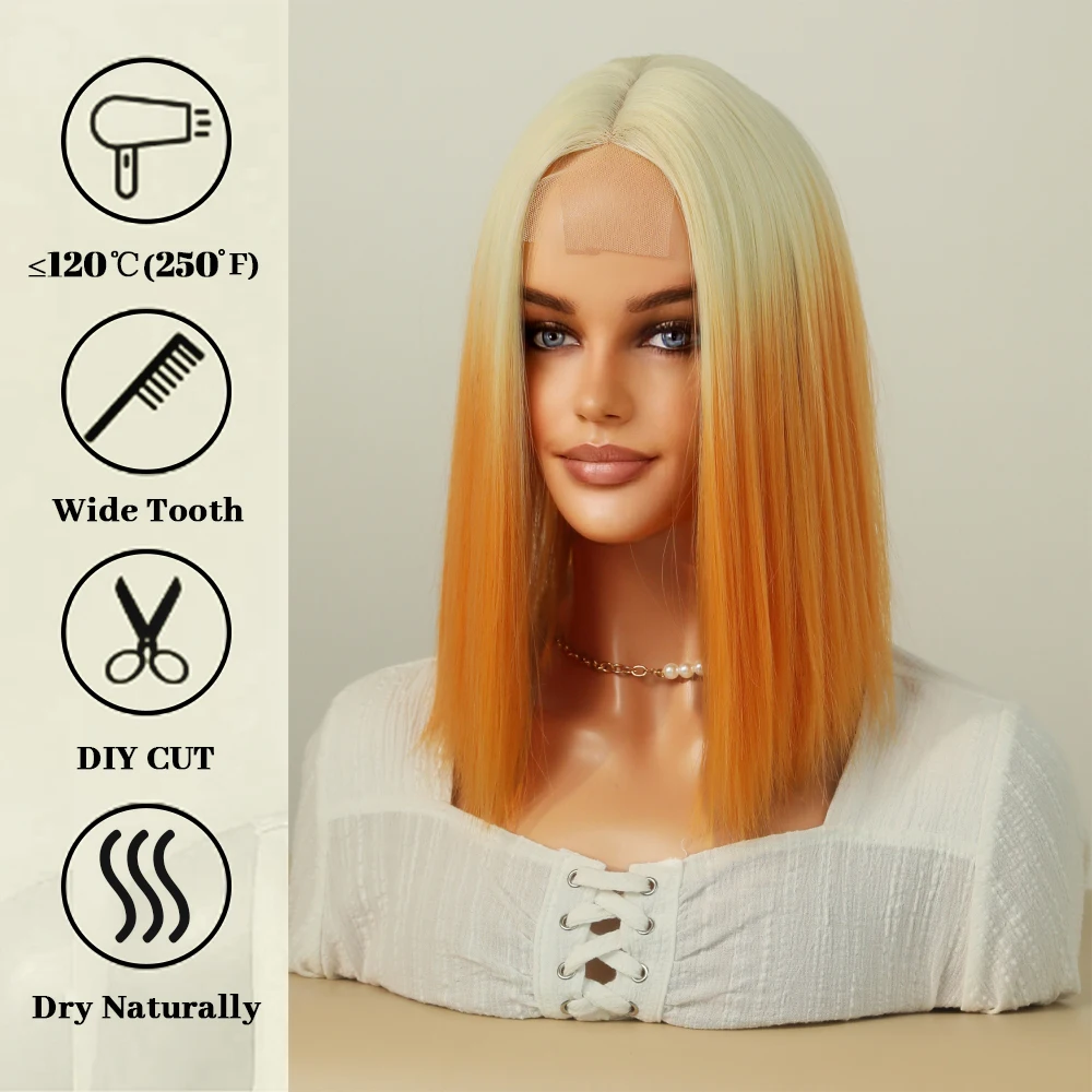 Perruque Blonde et Orange Courte - 2