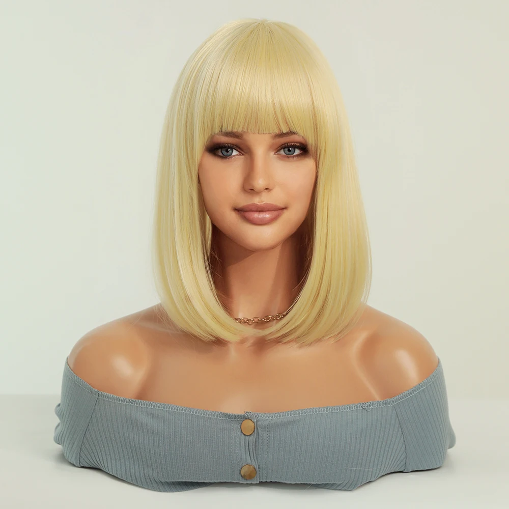Perruque Bob Rose avec Frange pour Femme - 11
