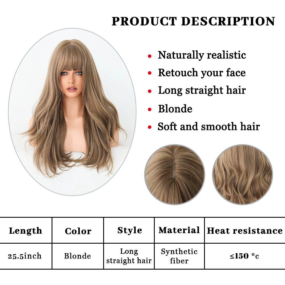 Perruque Longue Lisse Blond Miel - 3