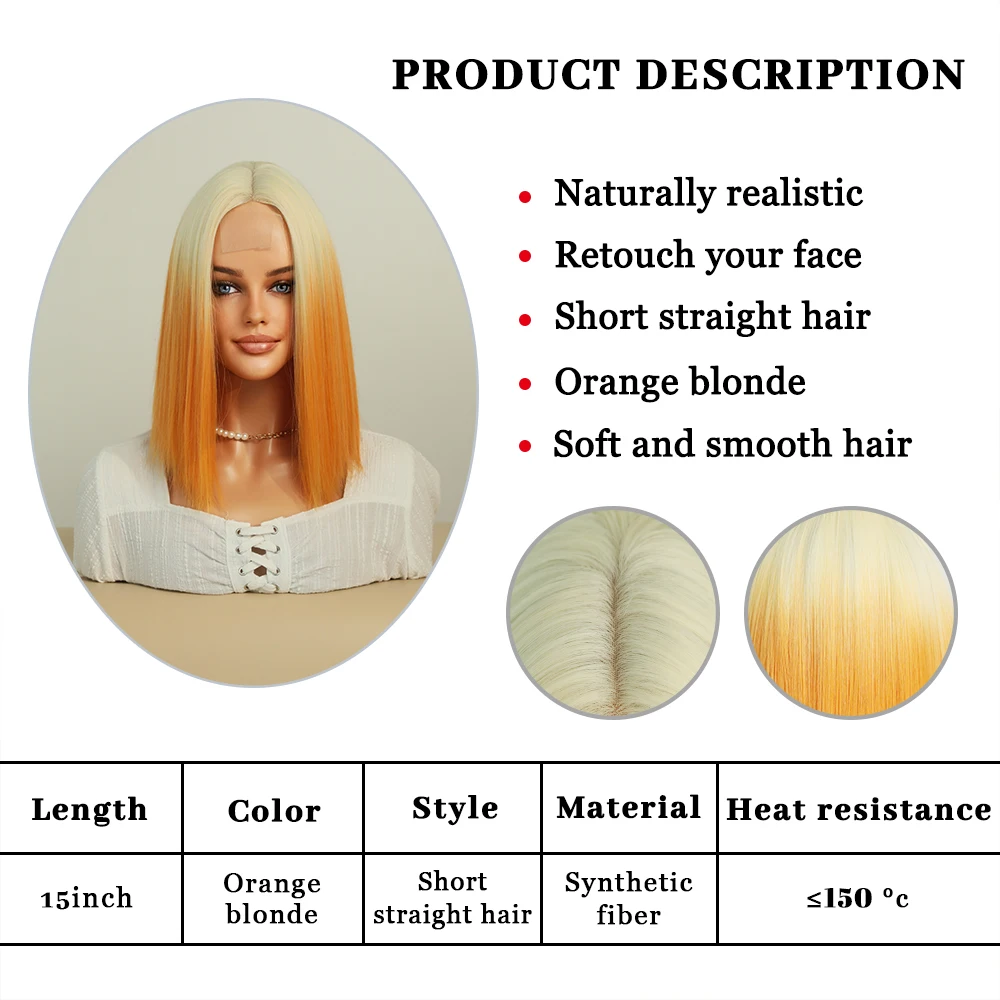 Perruque Blonde et Orange Courte - 5