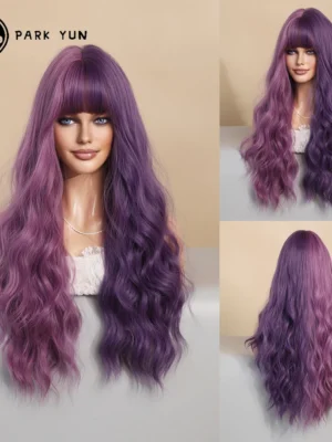 Perruque Violette Ondulée Longue avec Frange Perruque Violette Ondulée Longue avec Frange