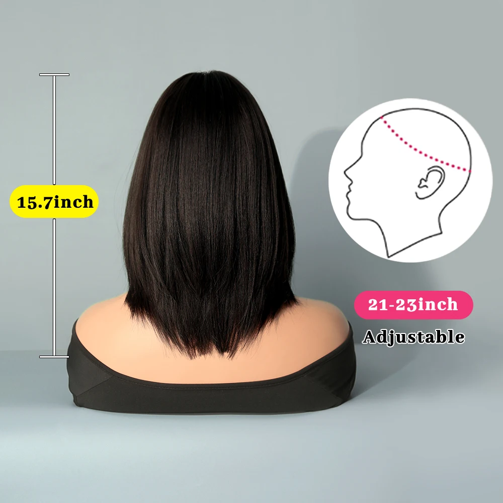Perruque Noire Courte Droite pour Femmes - 2