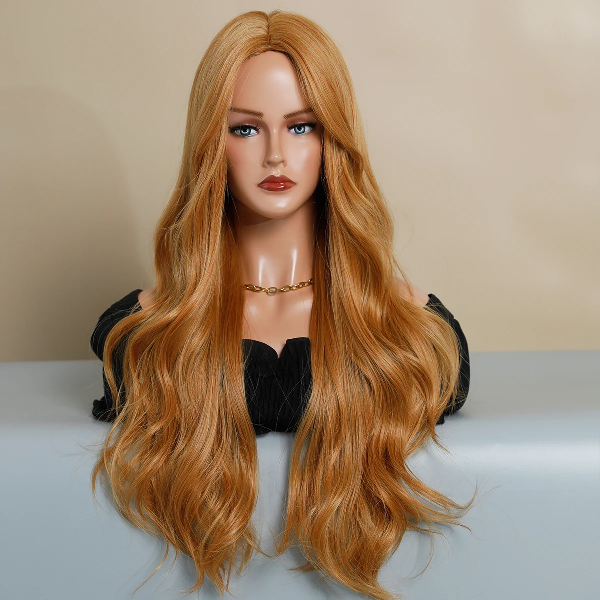 Perruque Ondulée Orange Blonde - 6