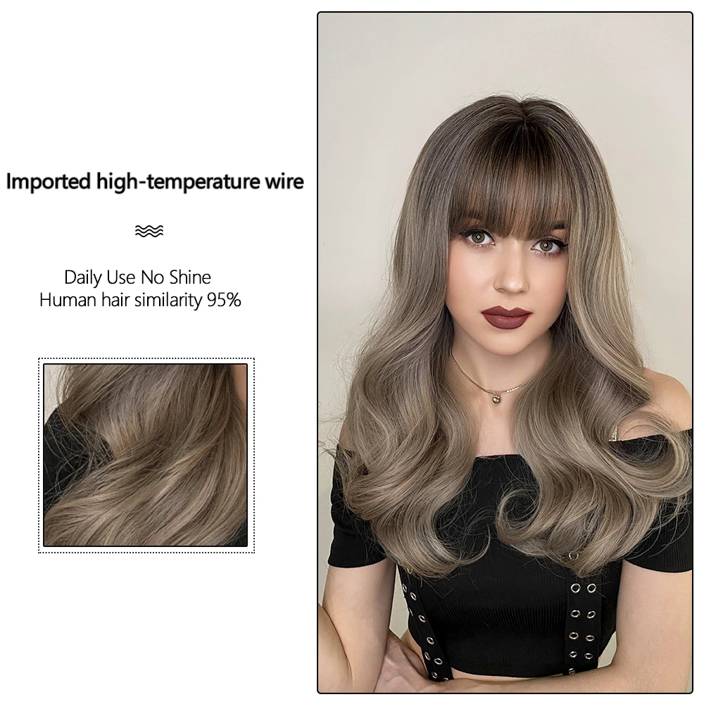 Perruque Bouclée Longue Blond Beige Gris - 3