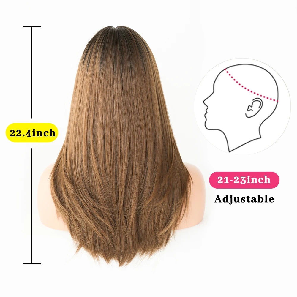 Perruque Longue Ombrée Brun-Blond Droite pour Femme - 2