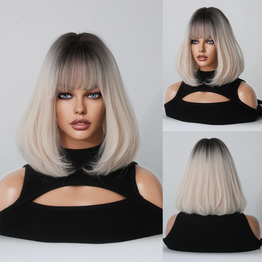 Perruque Courte Brun-Blond pour Femme - 8