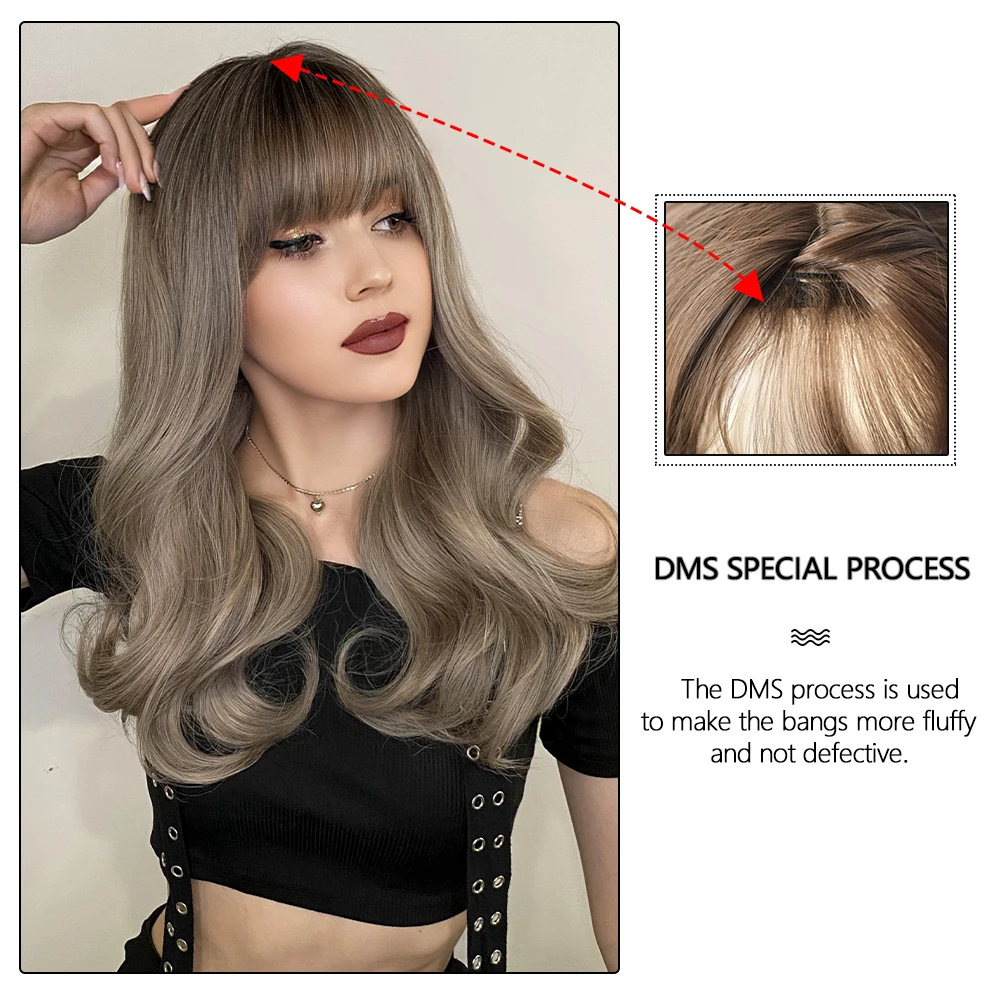 Perruque Bouclée Longue Blond Beige Gris - 4