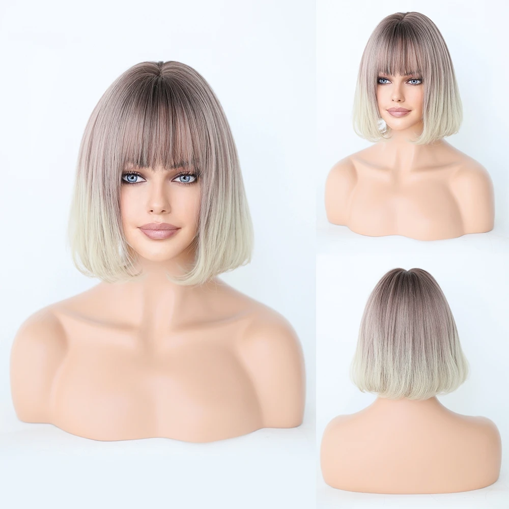 Perruque Courte Brun-Blond pour Femme - 12