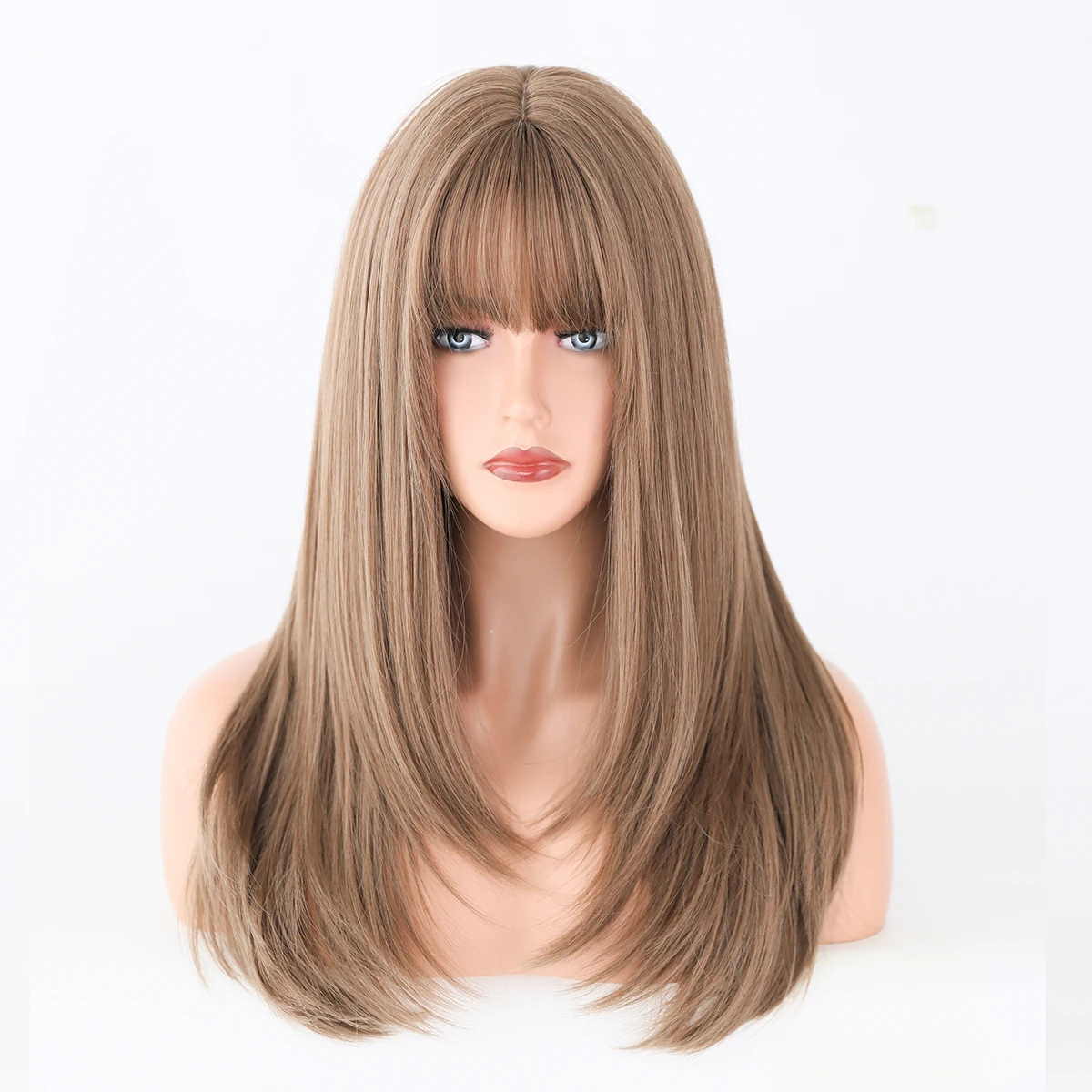 Perruque Longue Blonde Ondulée avec Frange pour Femme - 14