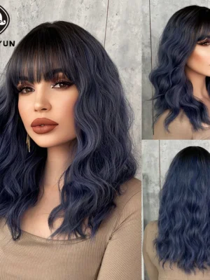 Perruque Bob Ondulée avec Frange pour Femme Perruque Bob Ondulée avec Frange pour Femme