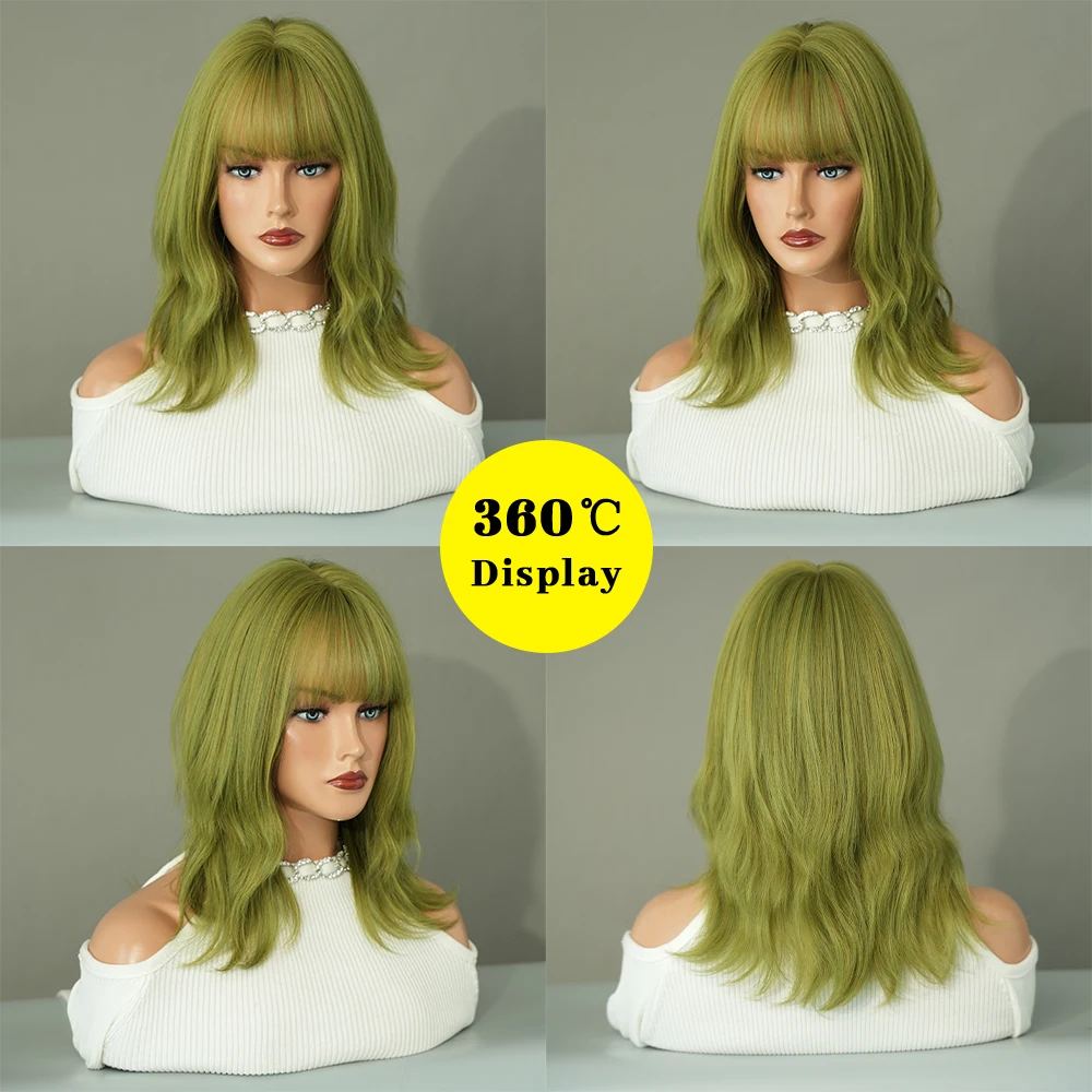 Perruque Verte Matcha Mi-Longue - 1