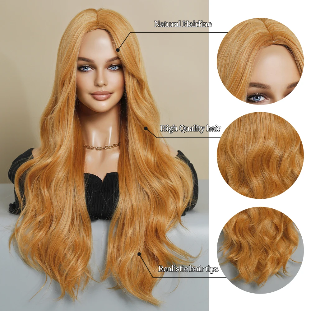 Perruque Ondulée Orange Blonde - 4